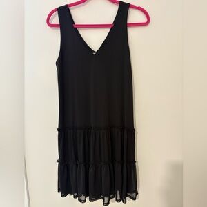 Black Sleeveless Dress with Ruffle Hem